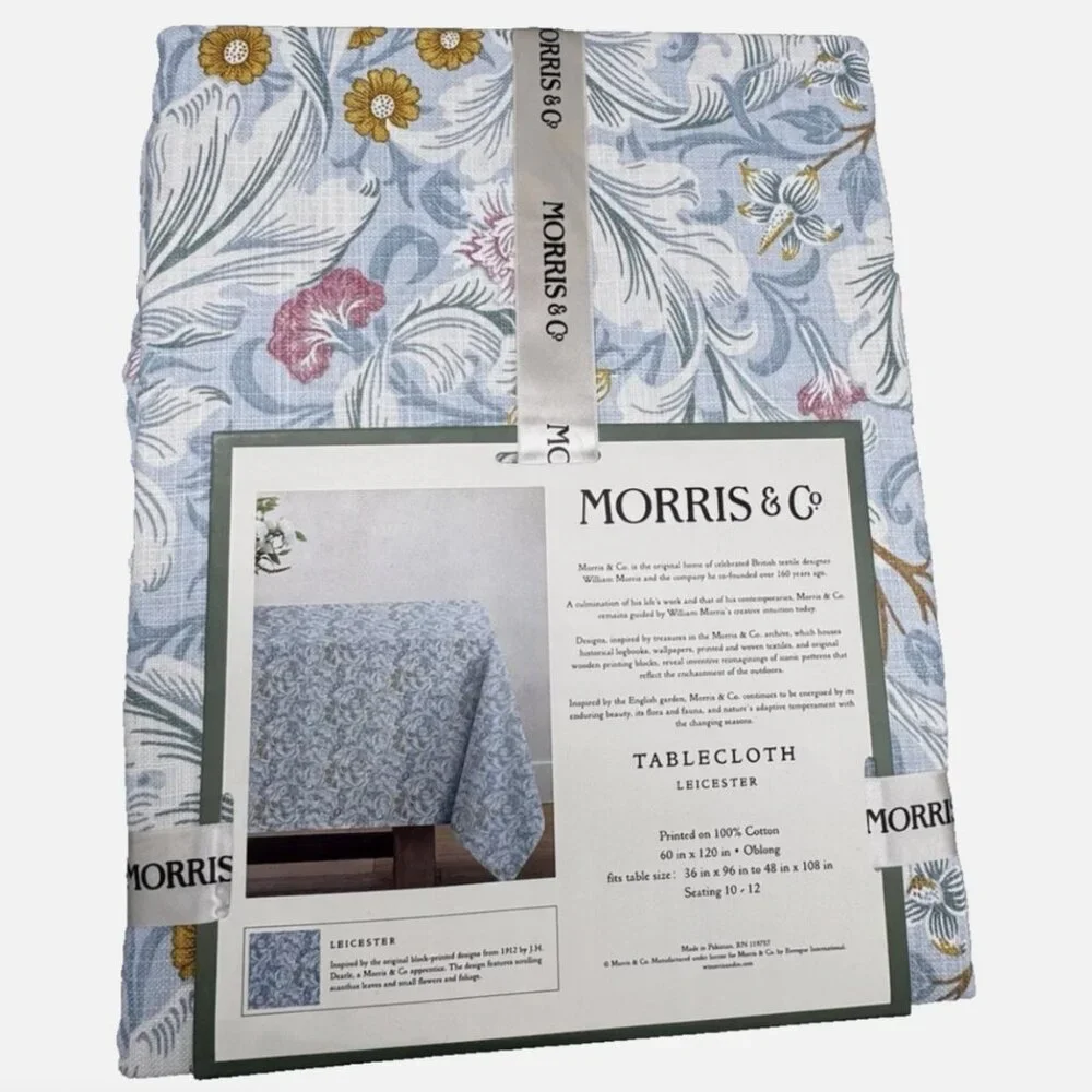 William MORRIS & Co Leicester Blue Floral 60x120 Tablecloth Spring Summer Easter